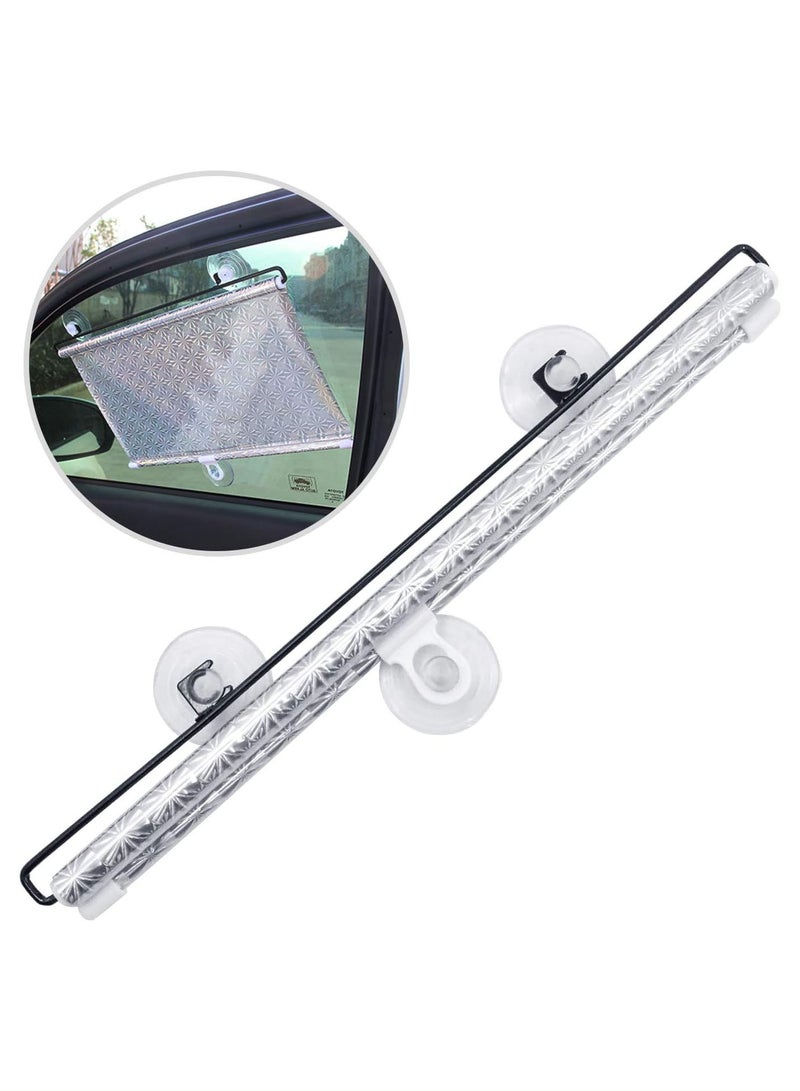 GGOOT Car Sunshade for Side Window, Laser Sunscreen Cooling Car Roller Curtain, Retractable Car Shade Reflector against UV Rays Heats, Suitable for Universal Models (Silver)  - Image 1