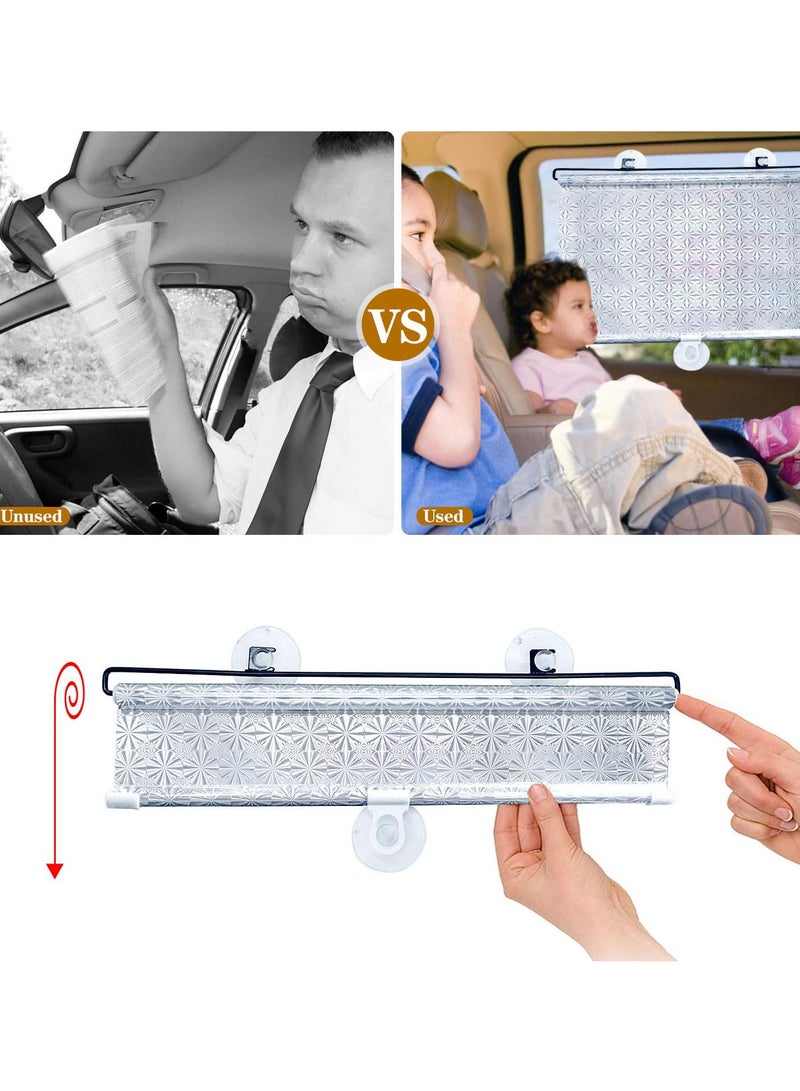 GGOOT Car Sunshade for Side Window, Laser Sunscreen Cooling Car Roller Curtain, Retractable Car Shade Reflector against UV Rays Heats, Suitable for Universal Models (Silver)  - Image 3