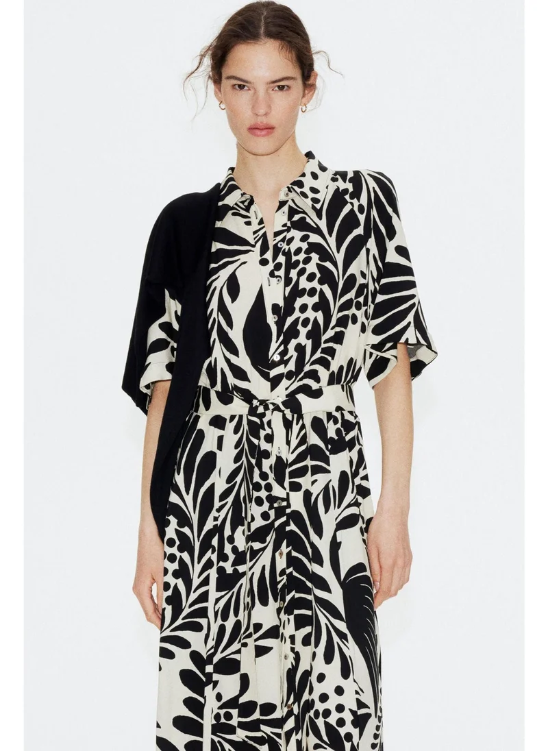 اتش اند ام Tie-belt shirt dress