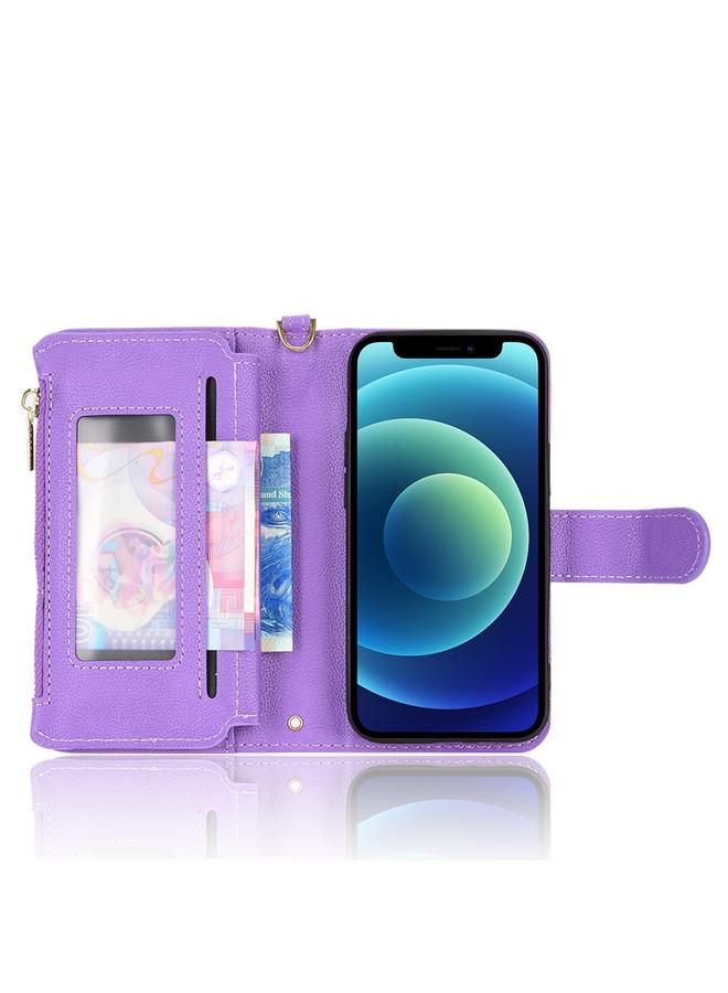 اس-توب جراب هاتف iPhone 12 mini من الجلد بسحاب من نسيج الليتشي - Image 3