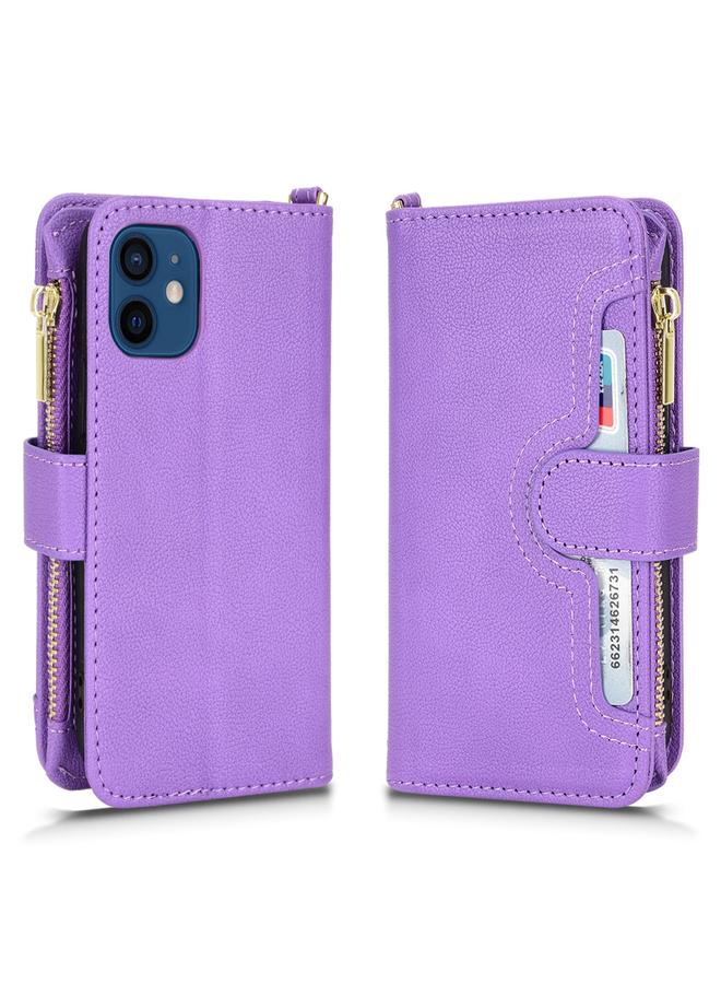 اس-توب جراب هاتف iPhone 12 mini من الجلد بسحاب من نسيج الليتشي - Image 2