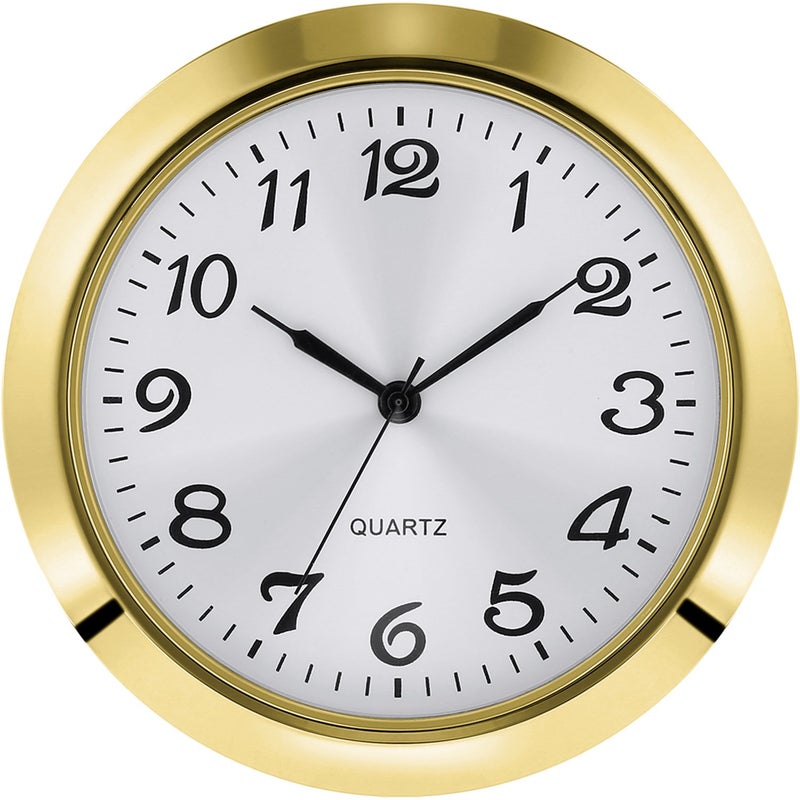 Hicarer Hicarer 218 Inch 55 mm Quartz Clock Insert ZincAlloy Metal Case Arabic Numeral White Face Gold 
