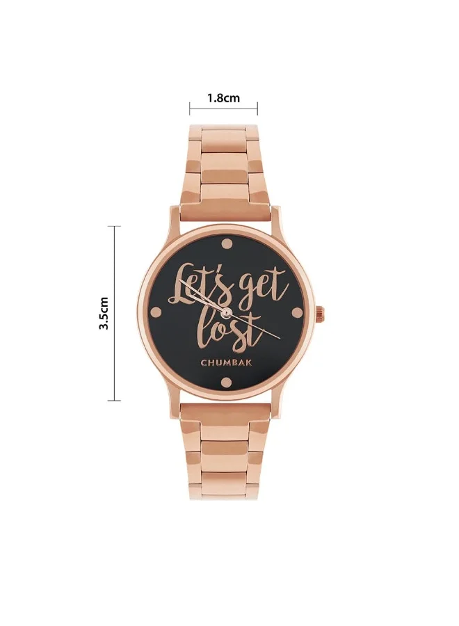 Chumbak TEAL BY CHUMBAK Let's Get Lost Wrist Watch, Rose Gold, strap