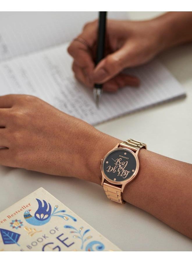Chumbak TEAL BY CHUMBAK Let's Get Lost Wrist Watch, Rose Gold, strap  - Image 1