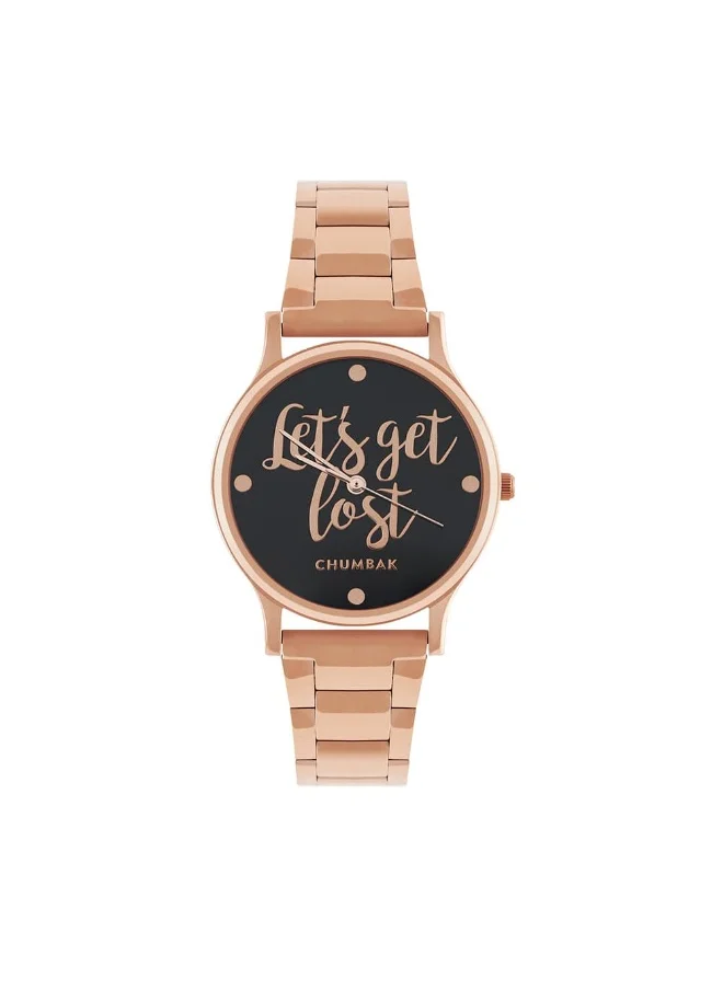 Chumbak TEAL BY CHUMBAK Let's Get Lost Wrist Watch, Rose Gold, strap