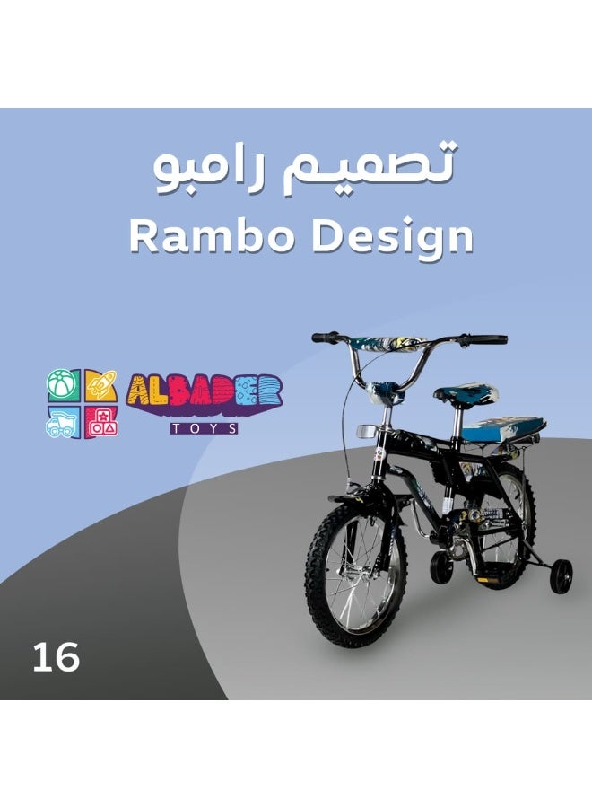 AL BADER Rambo Freestyle Kids Bike with Two Flashing Training Wheels and 2 Seats, 16-Inch Kids Bike with Double Handbrake For Boys Girls Age 7-11 Years, Children Bicycle with Adjustable Seat - Image 4