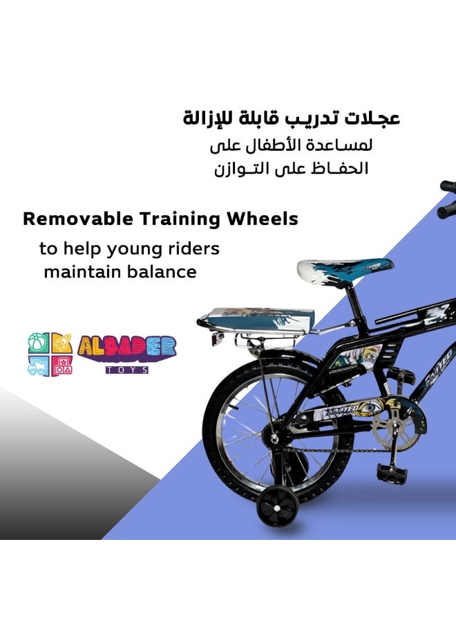 AL BADER Rambo Freestyle Kids Bike with Two Flashing Training Wheels and 2 Seats, 16-Inch Kids Bike with Double Handbrake For Boys Girls Age 7-11 Years, Children Bicycle with Adjustable Seat - Image 5