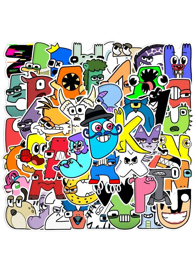50 Pcs Alphabet Lore Stickers, Vinyl Waterproof Art Stickers for Laptop,Skateboard, Water Bottles,Computer,Phone,Guitar,Cartoon Stickers for Kids Teens Adult - Image 1