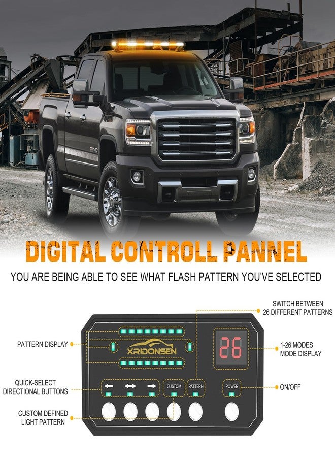 XRIDONSEN شريط إضاءة ستروب XRIDONSEN مقاس 37 بوصة مزود بـ 104 مصباح LED، لون كهرماني وأبيض، مناسب لسيارات الإنشاءات وشاحنات إزالة الثلوج وشاحنات الإنقاذ. يُستخدم كإضاءة تحذيرية جانبية مزدوجة مع حامل مغناطيسي. - Image 5