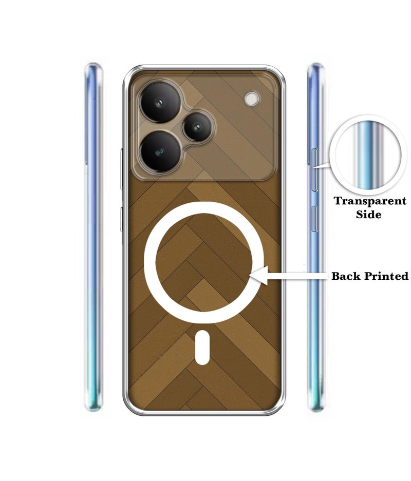 Casotec Case Cover for Realme P4 5G Wooden Herringbone MagSafe Ring Design (Not MagSafe Compatible) | UV Printed Soft TPU Shockproof Back Case for Realme P4 5G - Image 2
