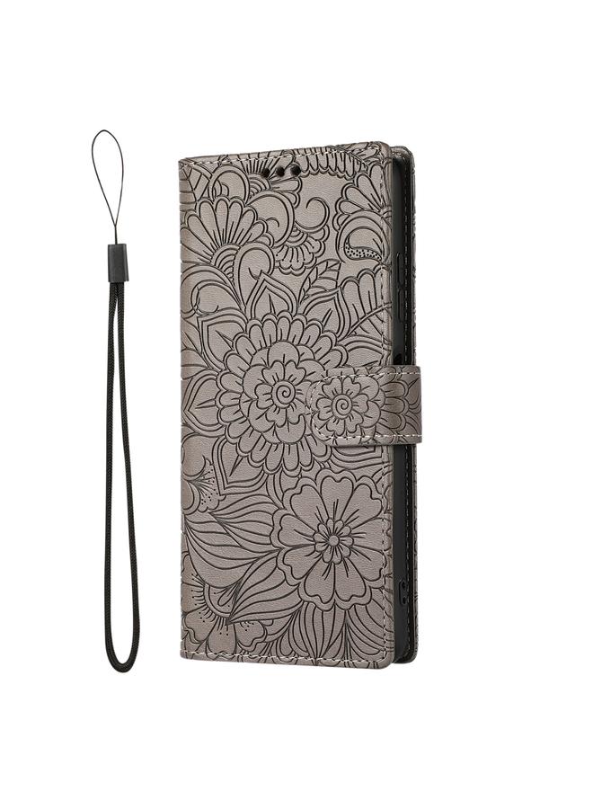 S-TOP Case For Samsung Galaxy A22 5G Skin Feel Embossed Sunflower Horizontal Flip Leather Case with Holder & Card Slots & Wallet & Lanyard - Image 2