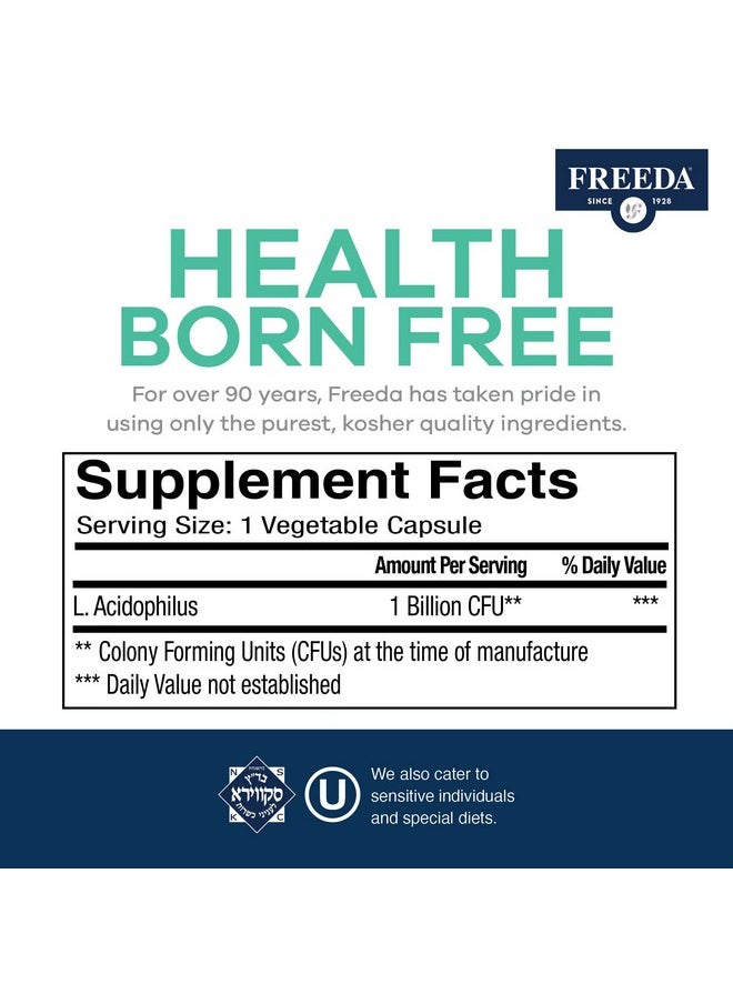 Freeda Acidophilus Probiotic 1 Billion Cfu Lactobacillus Acidophilus Probiotics For Women & Men Women'S Probiotics For Digestive Health Gut Health Supplements For Women & Men (250 Capsules)  - Image 3