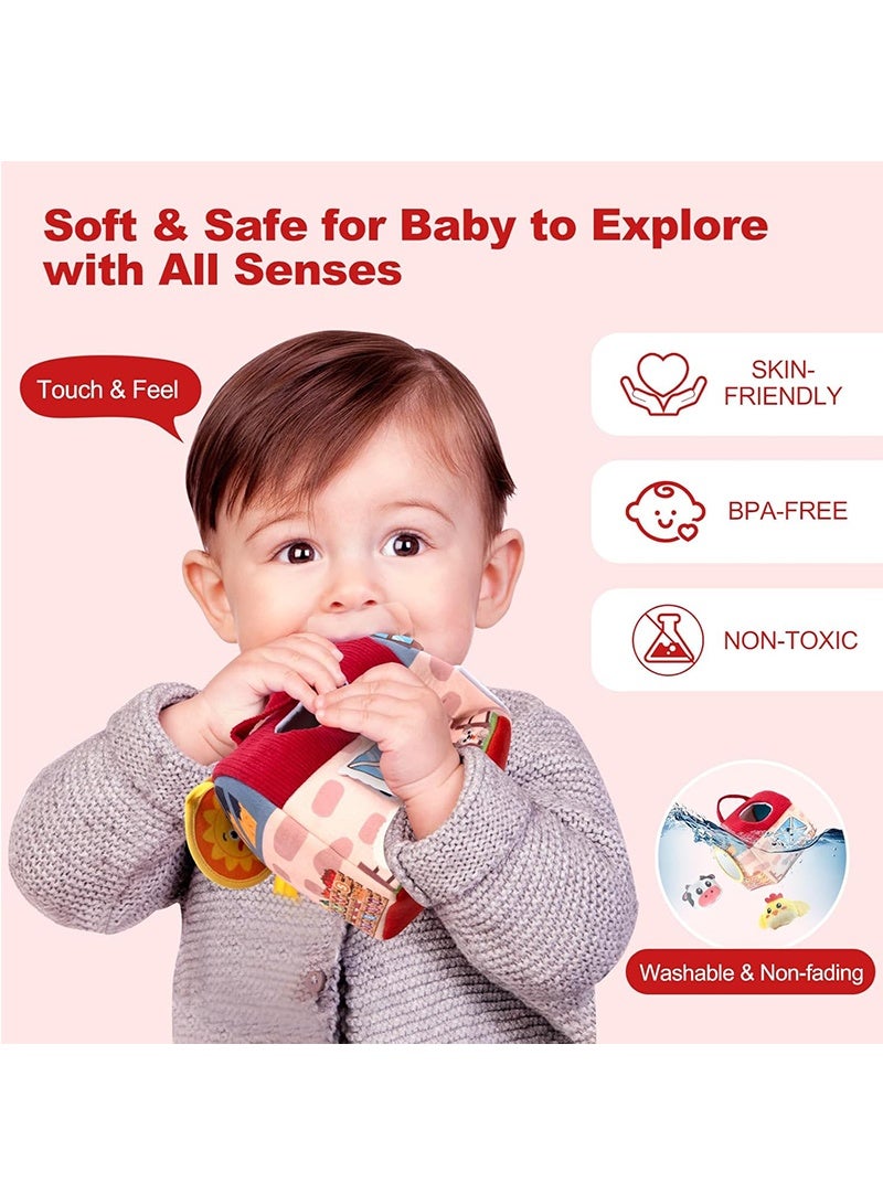 Beauenty Baby Toys 6-12 Months -Mini Farm Animals Shape Sorter Toys with 6pc Stuffed Farm Animals Plush toy, Rattle, Crinkle Paper, Mirror - Busy Montessori Toy for Babies, Sensory Toys for Toddlers 1-3 Year - Image 4