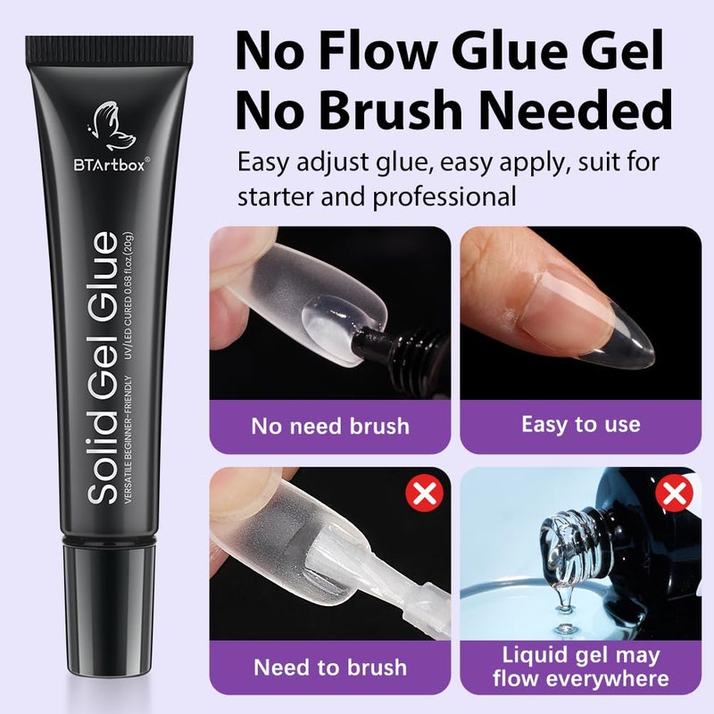 BTArtbox Solid Nail Gel - 15g Gel Nail for Acrylic Nails, Upgrade 3 in 1 Nail Gel for Fake Nails, Super Strong Gel Cured Needed, Easy to Use and 28 Days+ Long Last - Image 3