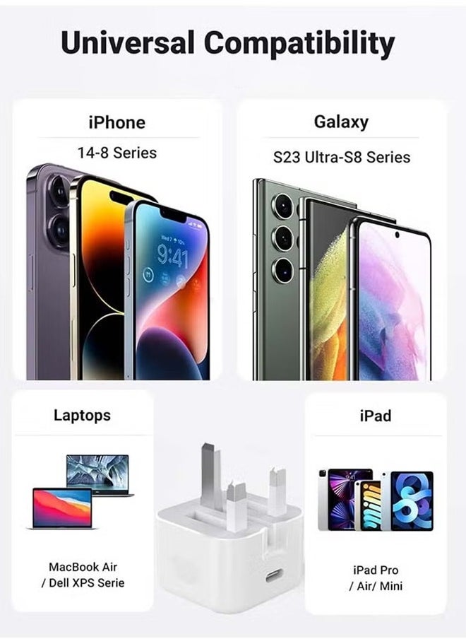 Univer Tang - iPhone 35W Type C Fast Charging Power Adapter, Fast Charging USB C Wall Charger, Fast PD 35W Charger Plug  for iPhone 16/15/15 Pro/15 Pro Max/15 Plus/14 series/13/12/11series,iPad,Mac,AirPods White - Image 1