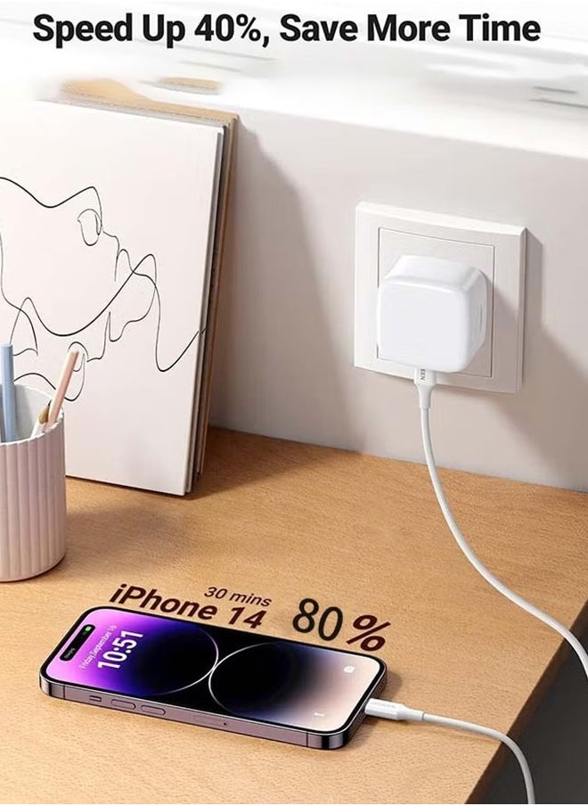 Univer Tang - iPhone 35W Type C Fast Charging Power Adapter, Fast Charging USB C Wall Charger, Fast PD 35W Charger Plug  for iPhone 16/15/15 Pro/15 Pro Max/15 Plus/14 series/13/12/11series,iPad,Mac,AirPods White - Image 1