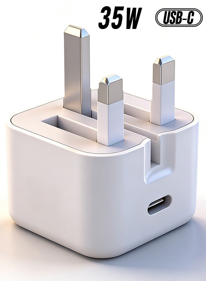 Univer Tang iPhone 35W Type C Fast Charging Power Adapter, Fast Charging USB C Wall Charger, Fast PD 35W Charger Plug  for iPhone 16/15/15 Pro/15 Pro Max/15 Plus/14 series/13/12/11series,iPad,Mac,AirPods White - Image 1
