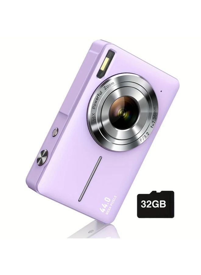 Purple SONGDIAN Digital Camera 44MP FHD 1080P 16X Zoom 32GB Memory Card - Image 1