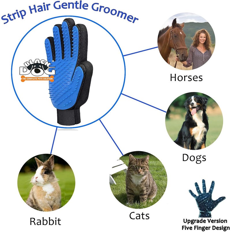 BLACK DOG Pet Grooming Glove-Pet Hair Remover Glove-Massage Mitt with Enhanced Five Finger Design-Perfect for Dog, Cat and Horses with Long & Short Fur - Image 2