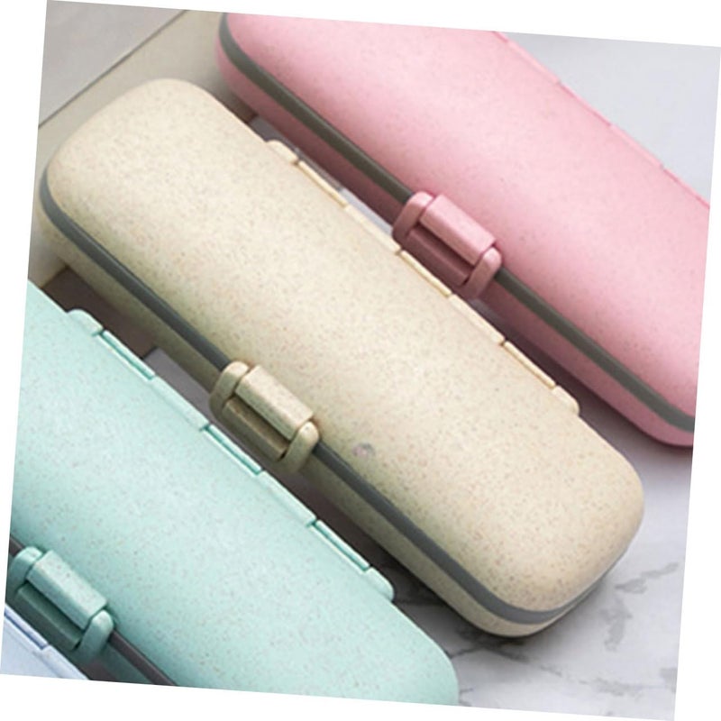 2pcs Portable Medicine Storage Box Thickened Plastic Compartments Sealed Pill Organizer Container Beige for Home and Travel - Image 2