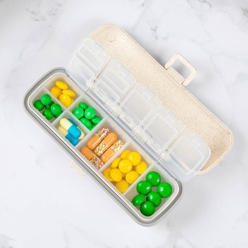 2pcs Portable Medicine Storage Box Thickened Plastic Compartments Sealed Pill Organizer Container Beige for Home and Travel - Image 5