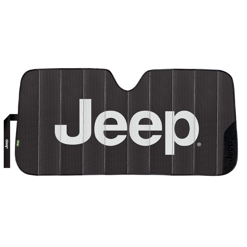 Plasticolor 003859W01 Jeep Black Matte Finish Front Windshield Sunshade for Car Truck SUV