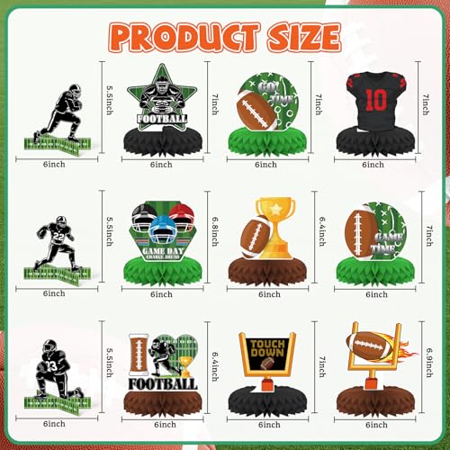 KSKSPE 12PCS Football Party DecorationsKSKSPE Football Centerpieces for Tables Honeycomb Centerpieces 3D Football Theme Birthday Party Decor Supplies - Image 5