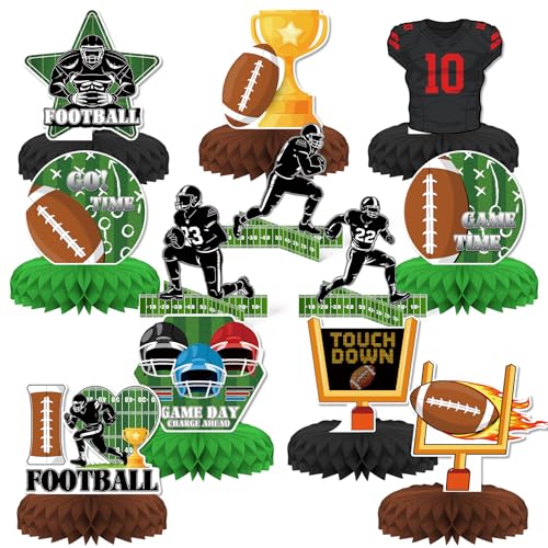 KSKSPE 12PCS Football Party DecorationsKSKSPE Football Centerpieces for Tables Honeycomb Centerpieces 3D Football Theme Birthday Party Decor Supplies - Image 1