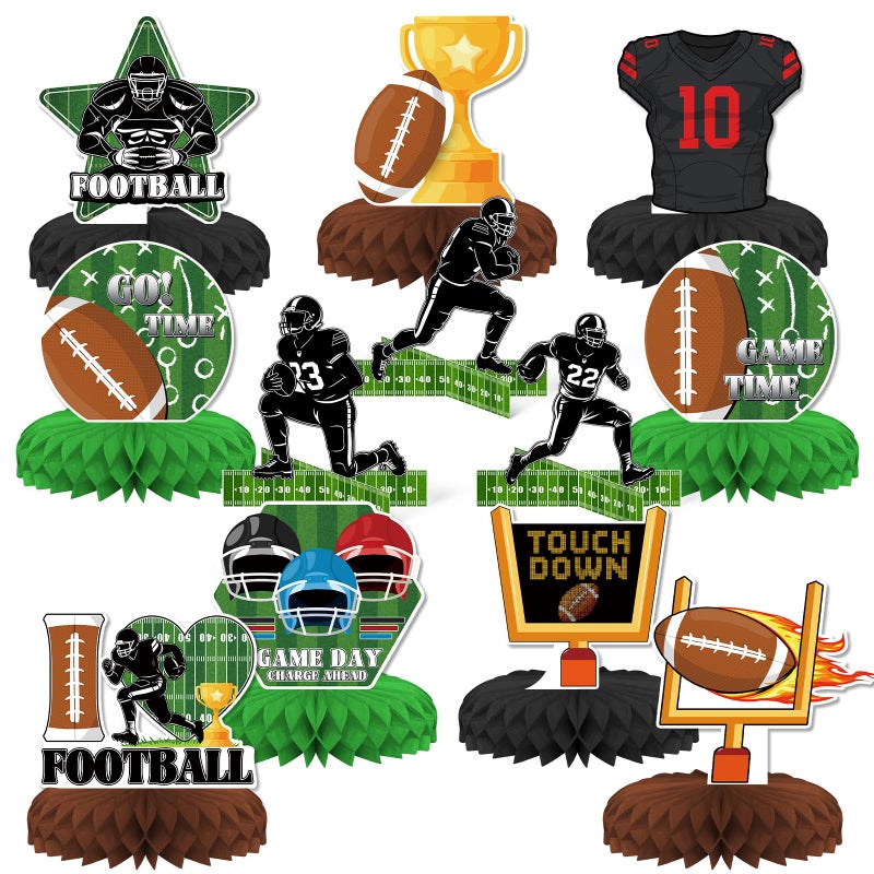KSKSPE 12PCS Football Party DecorationsKSKSPE Football Centerpieces for Tables Honeycomb Centerpieces 3D Football Theme Birthday Party Decor Supplies - Image 3