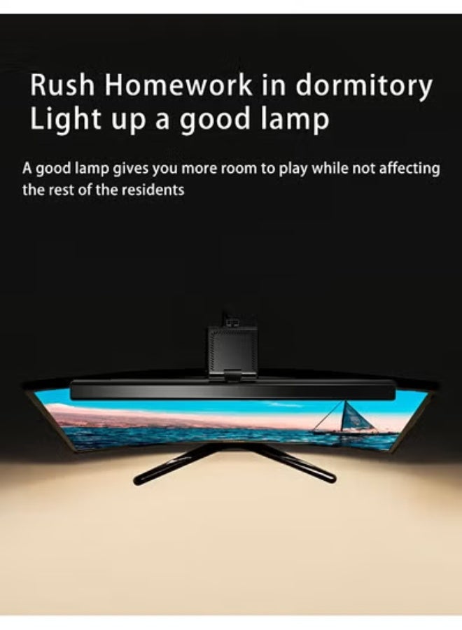 هالامين حامل أجهزة التحكم في الألعاب الأكريليكي ثلاثي الطبقات، حامل أجهزة التحكم PS5 Xbox ONE Switch، ملحق للألعاب، حامل سماعات رأس أكريليكي شفاف ومستقر ومانع للانزلاق ومصباح شاشة الكمبيوتر، يحمي العين من وهج الشاشة، مصباح مخصص للقراءة الإلكترونية، تحكم باللمس، درجة حرارة 3 ألوان قابلة للتعديل، مؤقت 60 دقيقة، 50 سم، أسود - Image 5