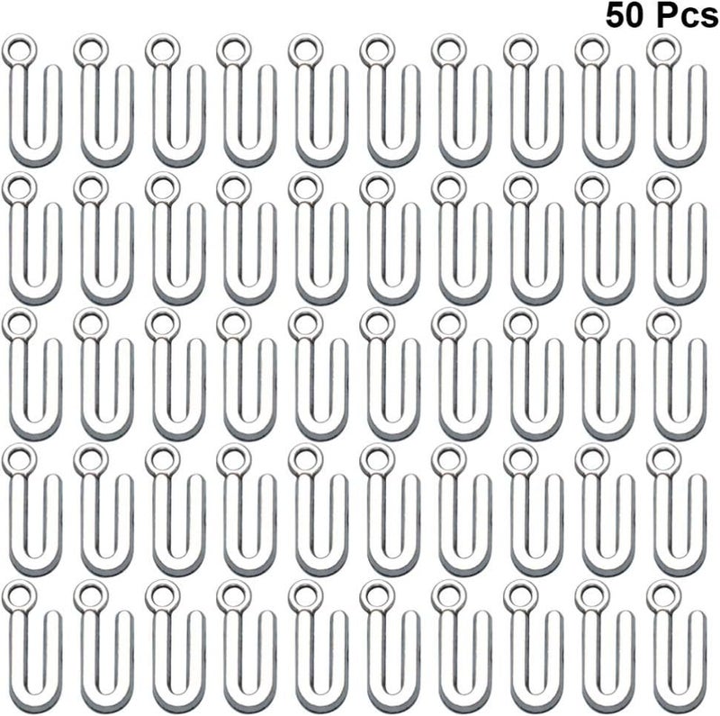 كلاراكو Klarako 50 قطعة من دلايات الحروف الأولى المعدنية، خرز فضفاض للحروف الإنجليزية، قلادة حرف أبجدي، قلادة حرف مسطحة، مجوهرات عتيقة، قلادة حرف إنجليزي مطلية بالذهب من التبت - Image 5