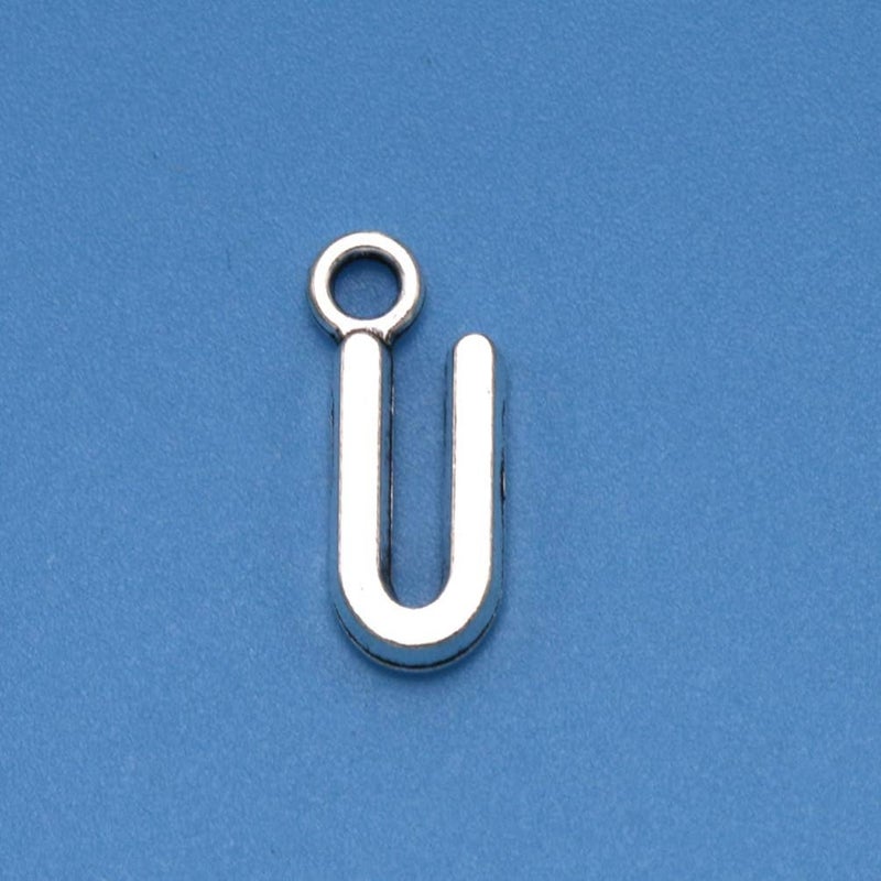 كلاراكو Klarako 50 قطعة من دلايات الحروف الأولى المعدنية، خرز فضفاض للحروف الإنجليزية، قلادة حرف أبجدي، قلادة حرف مسطحة، مجوهرات عتيقة، قلادة حرف إنجليزي مطلية بالذهب من التبت - Image 2