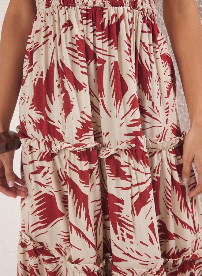 trendyol Brown Floral Gipeli Maxi Woven Dress - Image 3