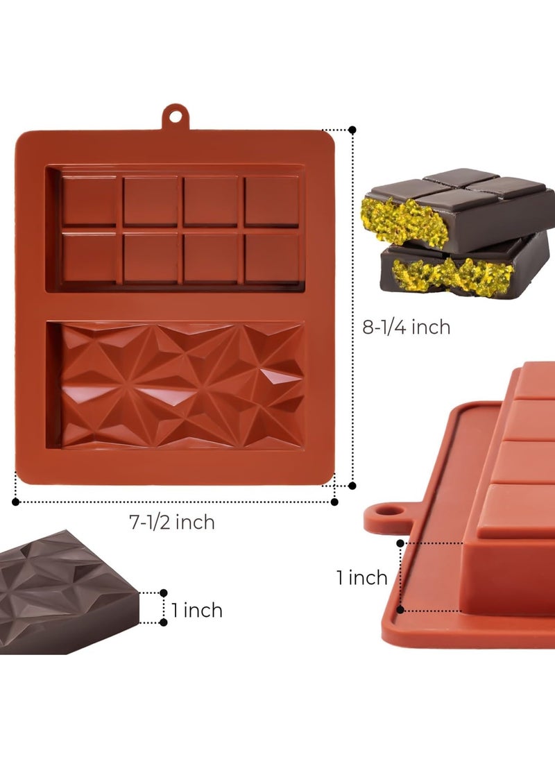  سي تي زد مجموعة من 3 قوالب سيليكون لصنع الشوكولاتة – تصاميم هندسية وعصرية، مرنة وغير لاصقة، مقاومة للحرارة لصنع ألواح شوكولاتة وحلويات مميزة - Image 3