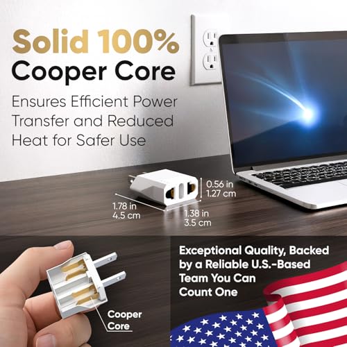 Unidapt US Plug Adapter, European to USA Travel Plug Adapter, Europe to America, Mexico, Japan, Canada Power Outlet Adapters Wall Plugs, Type A 4-Pack White - Image 2