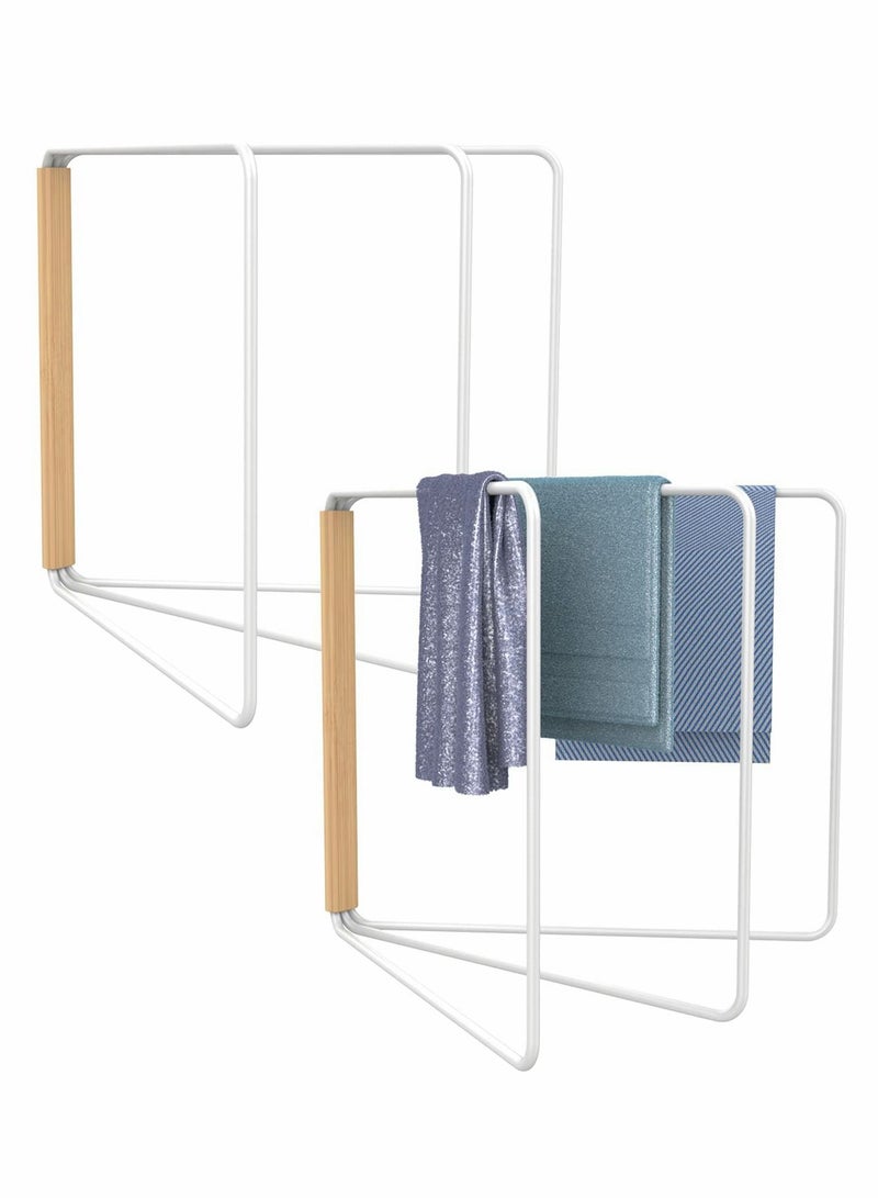 Excefore رف تجفيف المناشف ، حامل قماش الصحون القابل للطي ، قضيب المناشف المعدني بدون تركيب ، حامل تنظيم قماش الغسيل للمطبخ والحمام وغرفة الغسيل ، للاستخدام الداخلي والخارجي - Image 1
