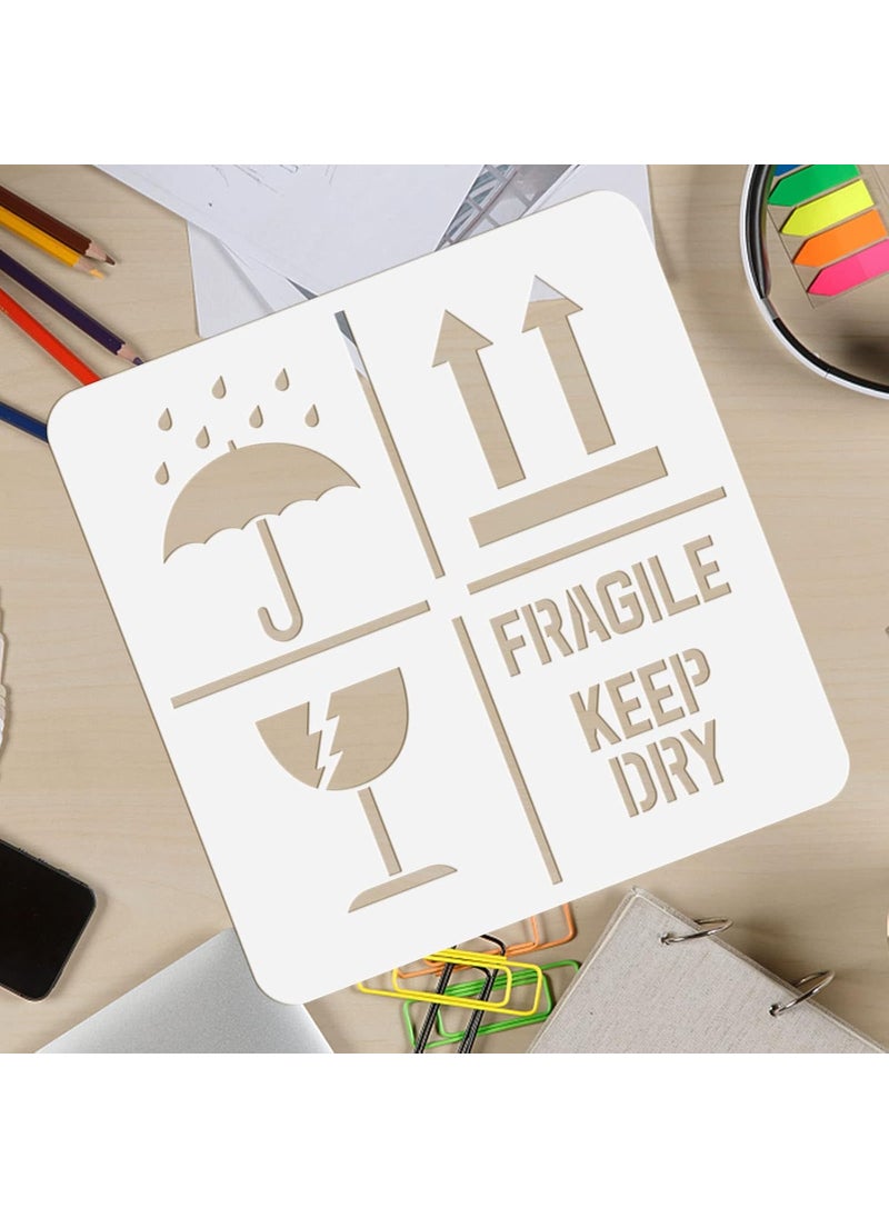 FINGERINSPIRE FINGERINSPIRE Keep Dry Fragile Up Text Stencil 11.8x11.8inch Reusable Keep Dry Sign Drawing Stencil DIY Craft Fragile Up Sign Painting Template for Box Packing Plastic Stencil for Wood Paper  - Image 3