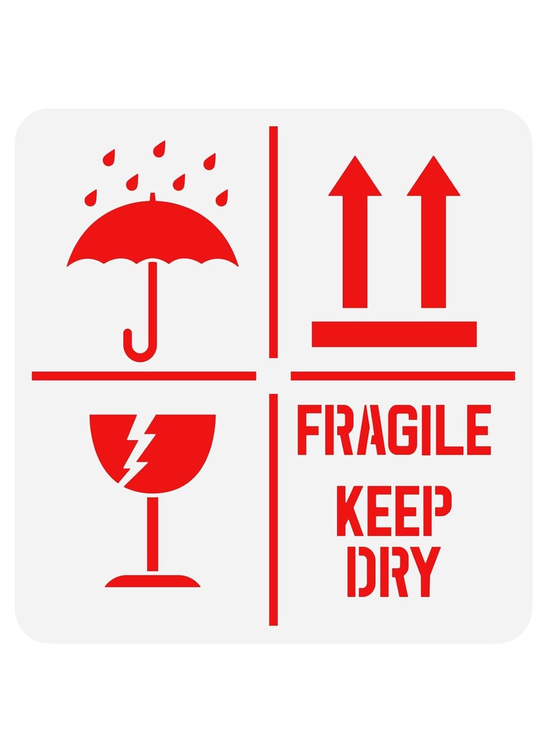 FINGERINSPIRE FINGERINSPIRE Keep Dry Fragile Up Text Stencil 11.8x11.8inch Reusable Keep Dry Sign Drawing Stencil DIY Craft Fragile Up Sign Painting Template for Box Packing Plastic Stencil for Wood Paper  - Image 1