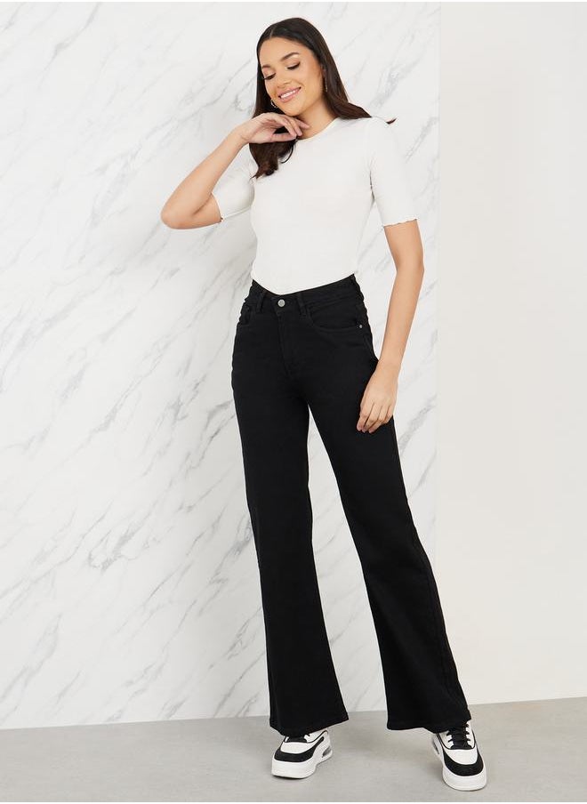 Styli High Rise Fit and Flare Jeans  - Image 1