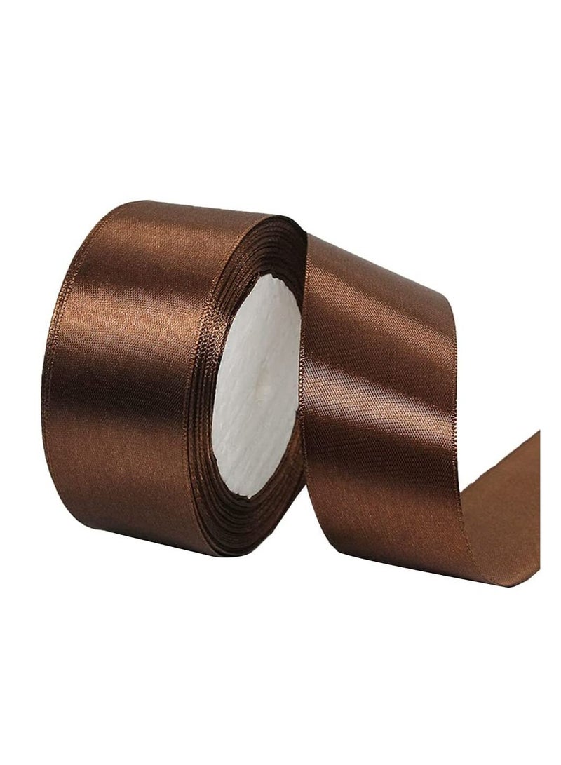 MARKQ شريط ساتان بني موكا، 38 مم × 25 ياردة من القماش، شريط بوليستر لتغليف الهدايا، هدايا الحفلات، ديكورات الزفاف، صنع الأقواس، باقات الزهور، مشاريع الخياطة ولوازم الحرف اليدوية - Image 1