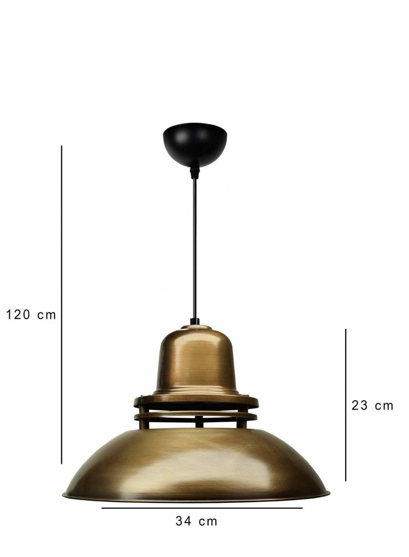 Large Vintage Brass Metal Pendant Light - Image 1
