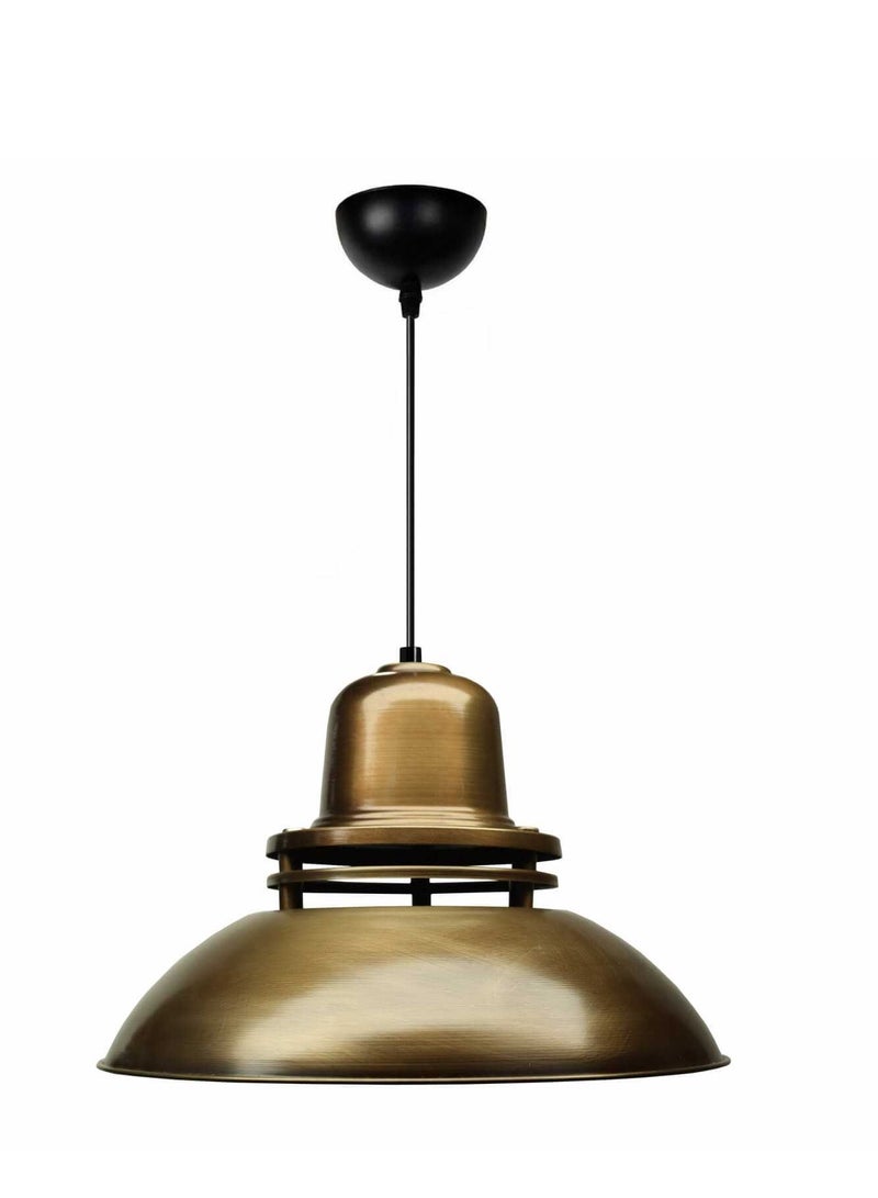 Large Vintage Brass Metal Pendant Light - Image 2