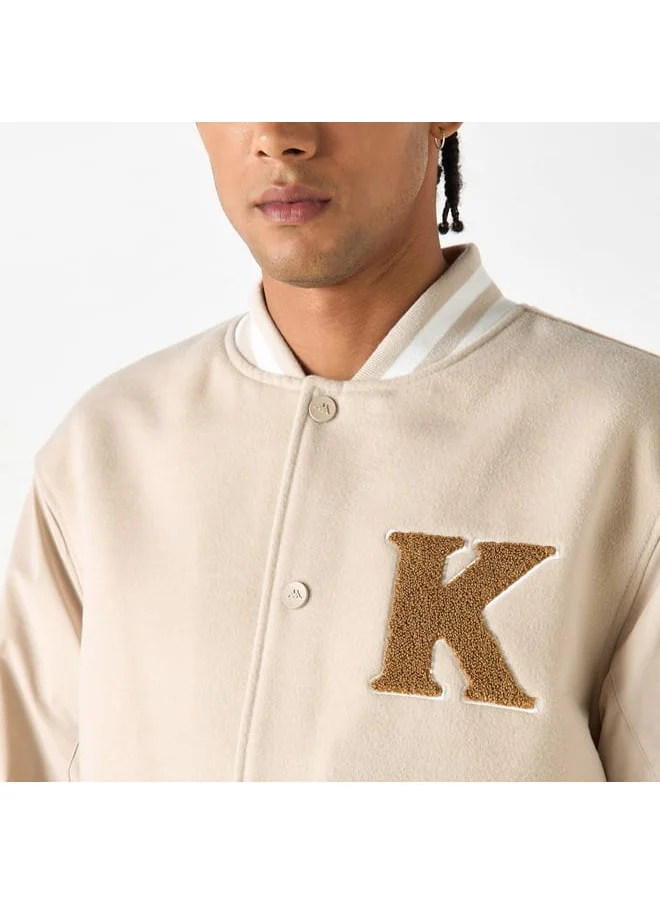 Kappa Kappa Logo Embossed Varsity Jacket with Button Closure