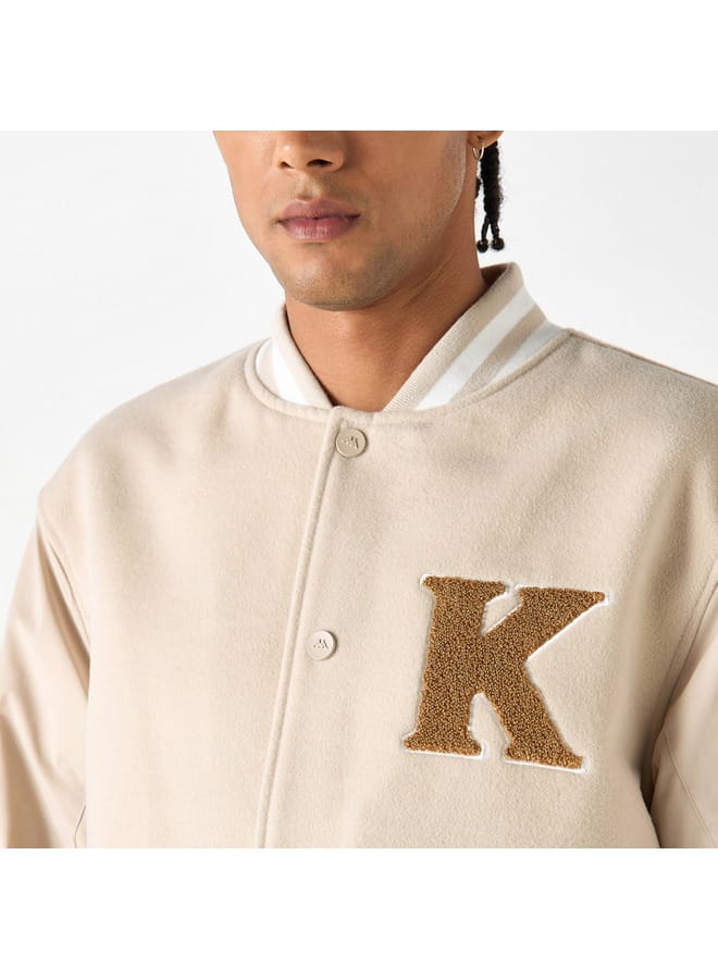 Kappa Kappa Logo Embossed Varsity Jacket with Button Closure  - Image 4