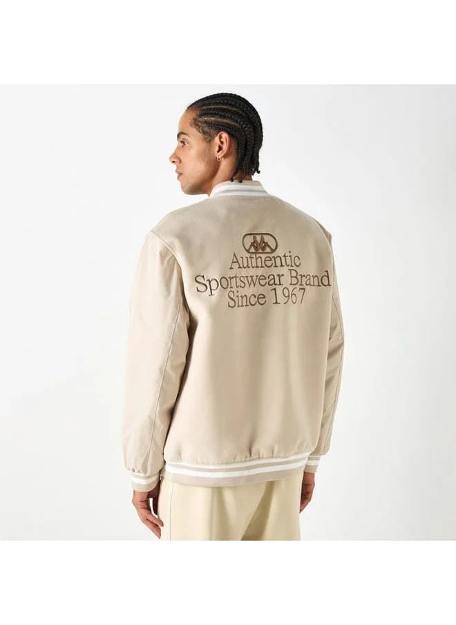 Kappa Kappa Logo Embossed Varsity Jacket with Button Closure