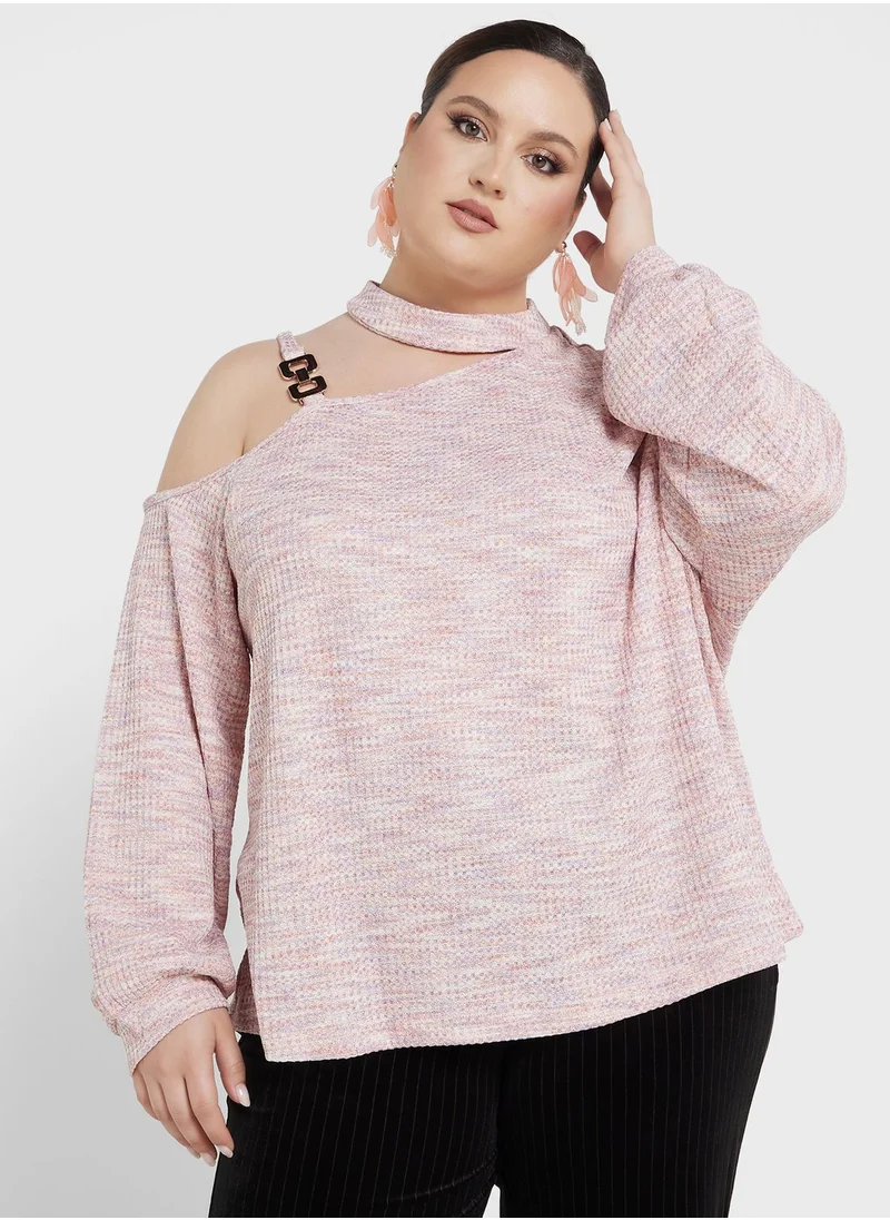 Ginger Plus Cutout Detail Chain Strap Sweatshirt