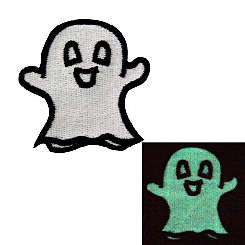 ZEGIN Glow in Dark Happy Ghost Embroidered Applique Iron On Sew On Patch - Image 2
