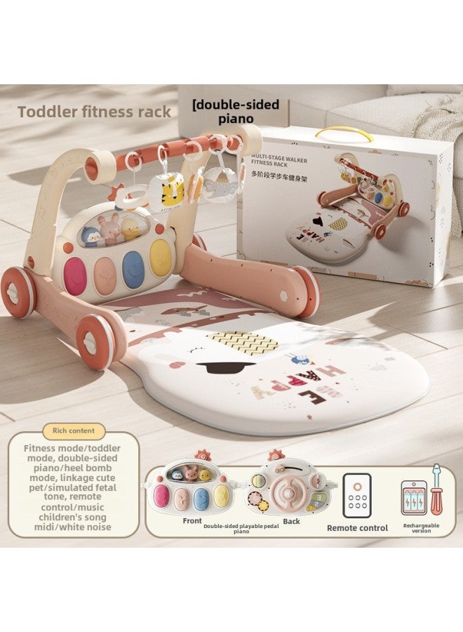 Baby Pedal Piano Trolley Fitness Rack Baby Educational Early Education Toys Newborn Fitness Toys Gift Box-Color:Remote Control Version [double-sided Piano] Powder Rechargeable Battery Screwdriver  - Image 1