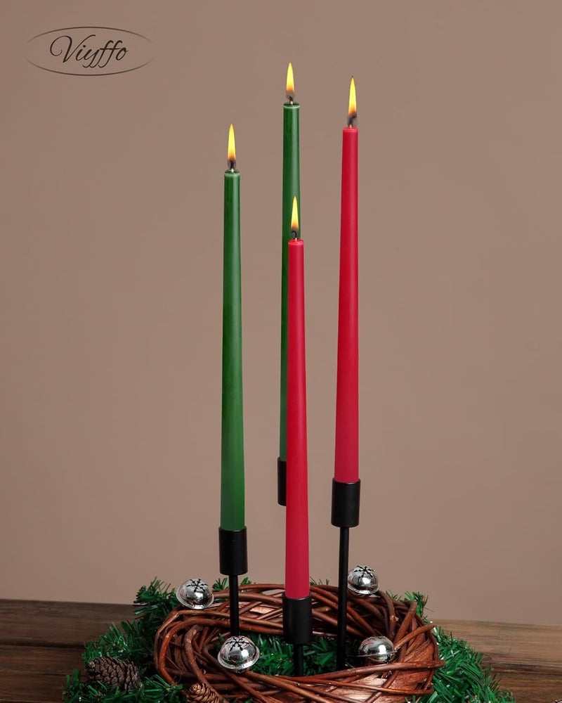 Viyffo Christmas Taper Candles - Green and Red Set of 4, 12 Inch Unscented, Dripless, Smokeless Long Tall Tapered Candlesticks Wedding Home Decor Dinner - Image 5