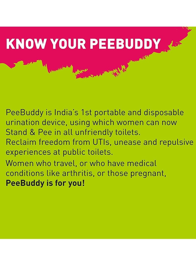 جهاز التبول الورقي القابل للطي من PeeBuddy للنساء، 20 قمعًا مع مناديل مبللة للمناطق الحساسة، 10 مناديل